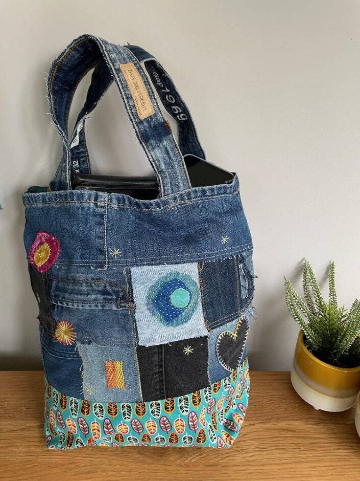 Upcycled Denim Tote Bag