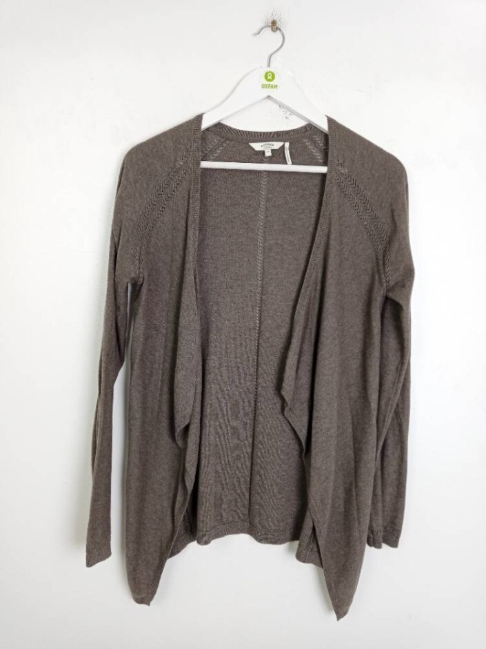 Fat Face Lace Detail Cotton Cardigan Grey Size: 10