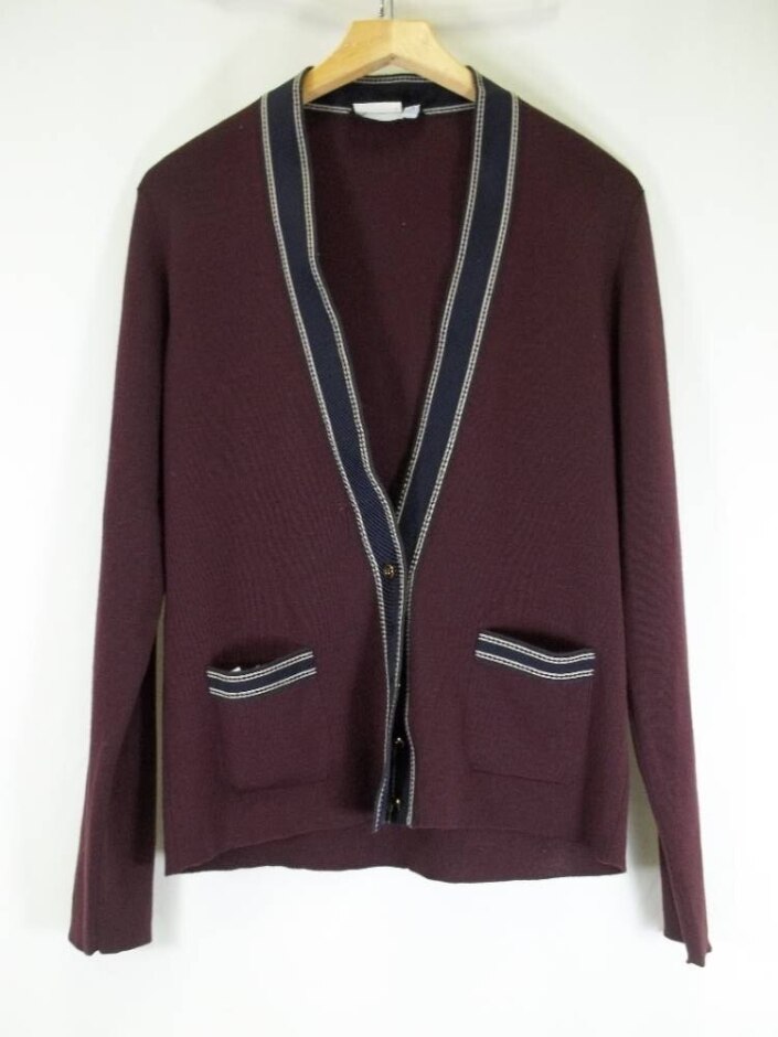 Salvatore Ferragamo Cardigan - Wool Burgundy Size: L