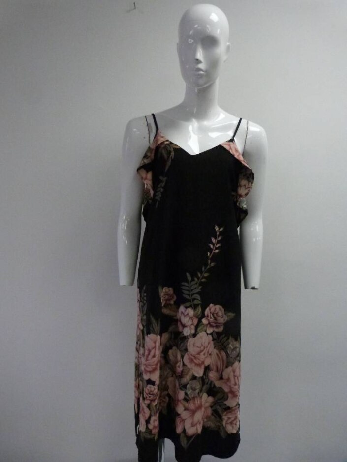 Monteau Sleeveless Dress Black Floral Size: M