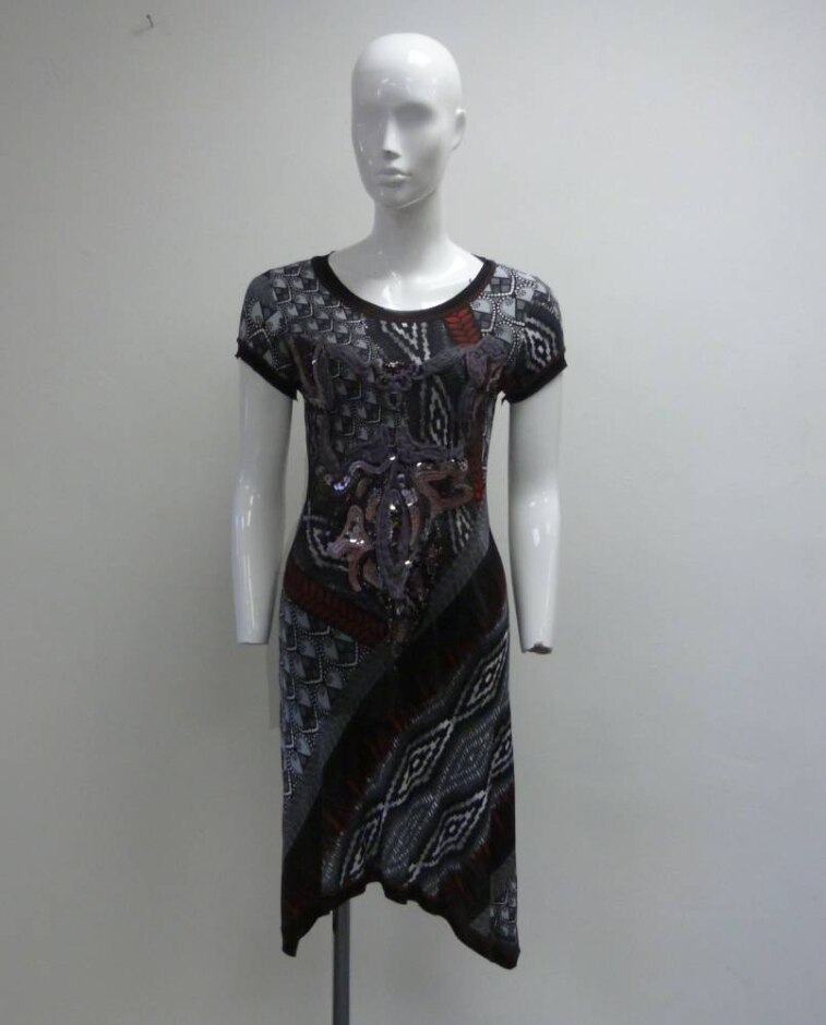 Kali Orea Short Sleeved Dress Black & White Size: 14