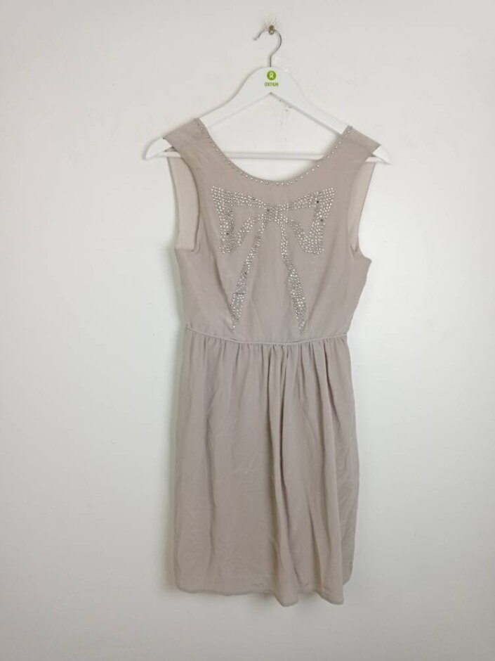Jack Wills Diamante Bow Mini Dress Grey Size: 8