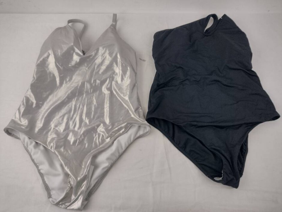 M&s Marks & Spencer Swimsuit Bundle X 2 Black & Silver Size: 16