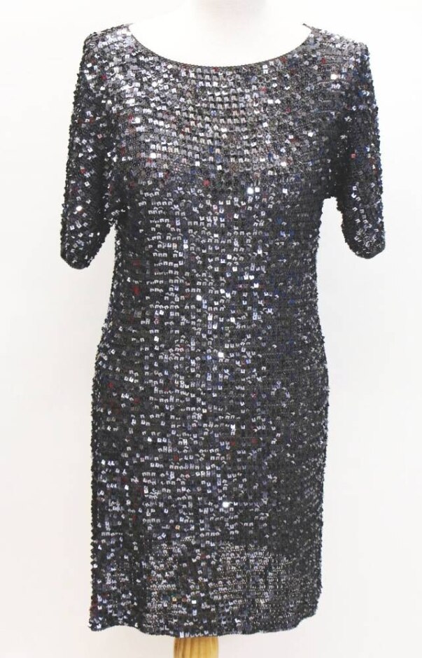 Wallis As New Sequin Mini Dress Dark Grey Size: M