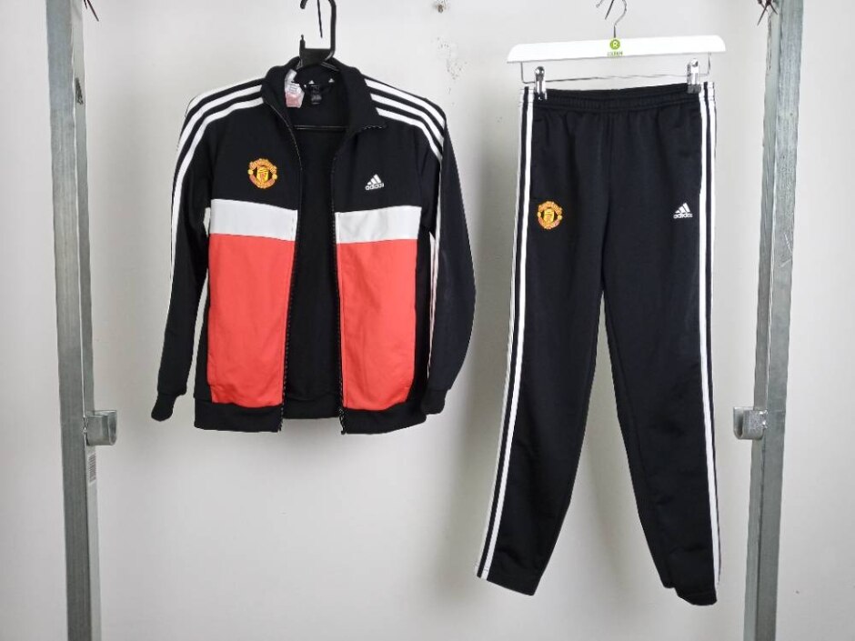 Adidas  Manchester United Tracksuit Black Red  Size: 11 - 12 Years