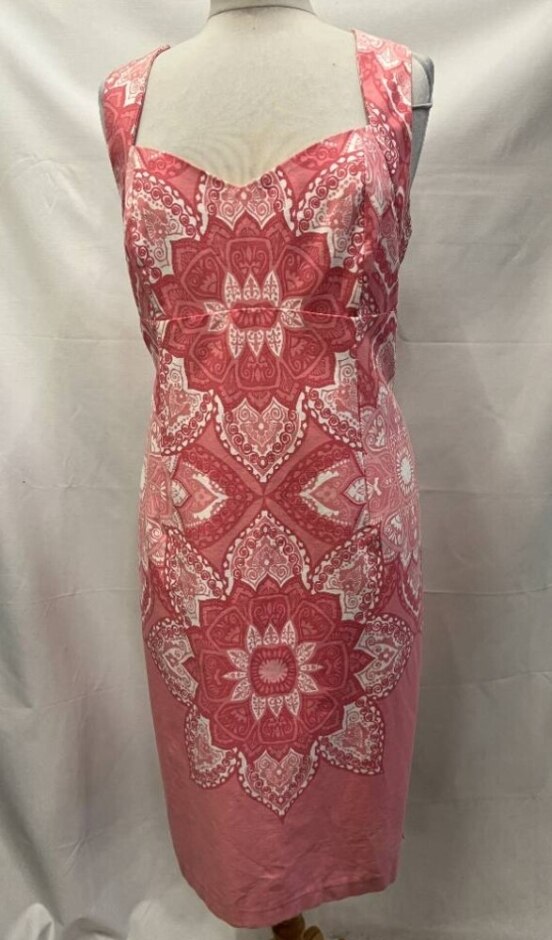 Star By Julien Macdonald Cotton Summer Wiggle Dress Pink & White Size: 18