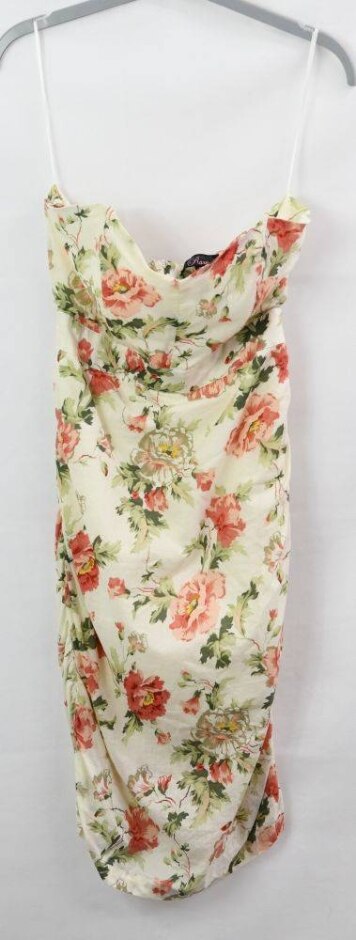 Rare Floral Strapless Dress. Cream / Red Size: 10