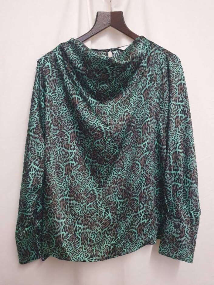 M&s Bnwot Cowl Neck Blouse Green Mix Size: 20