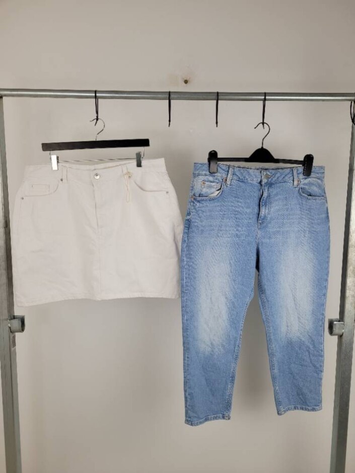 M&s Marks & Spencer 2x Bundle Denim Skirt Jeans Blue White Size: 18
