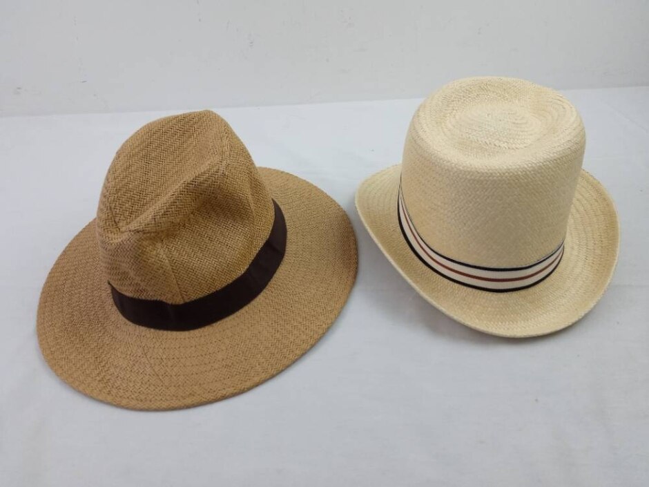 M&s 2pcs Hat Bundle Size Xl 59-62cm Natural Straw Fedora Hats
