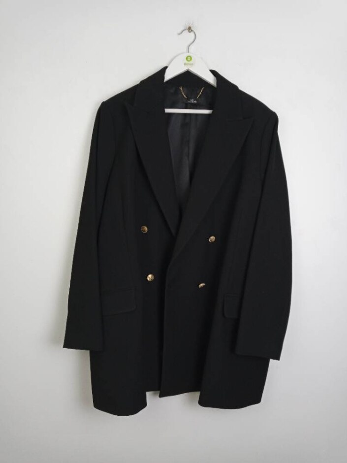 Next Doubled Breasted Blazer Black Size: Xxl