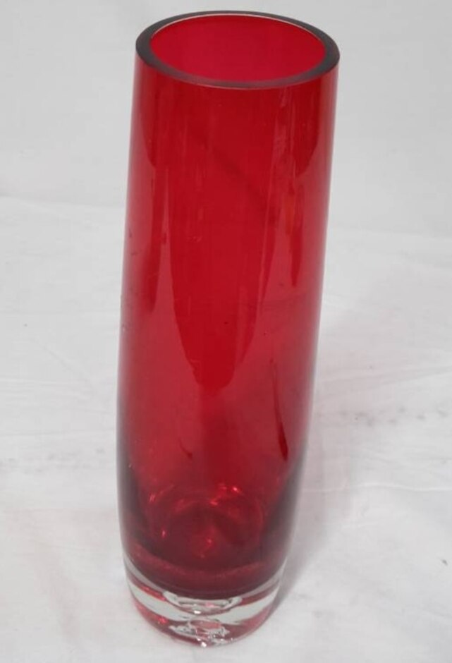 Cranberry  Glass Decorative  Flower  Vase 25cms Tall