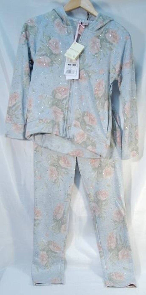 Monnalisa Jersey Hoodie And Sweatpants Floral Print Size: 9 - 10 Years