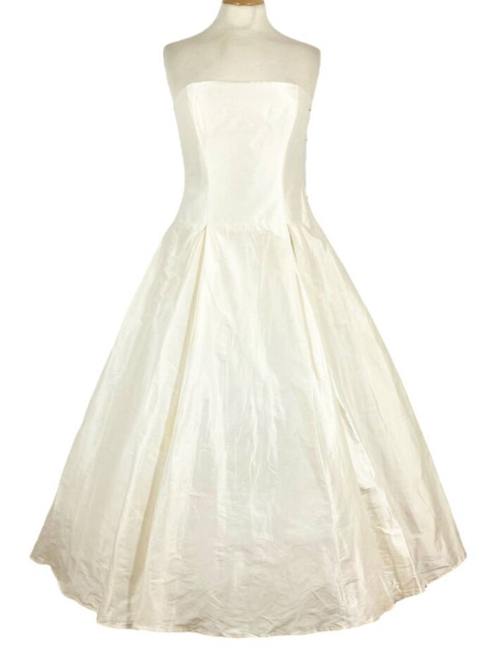 Pure Silk Size12 Strapless Boned Sybil Wedding Dress By Blue Bridalwear