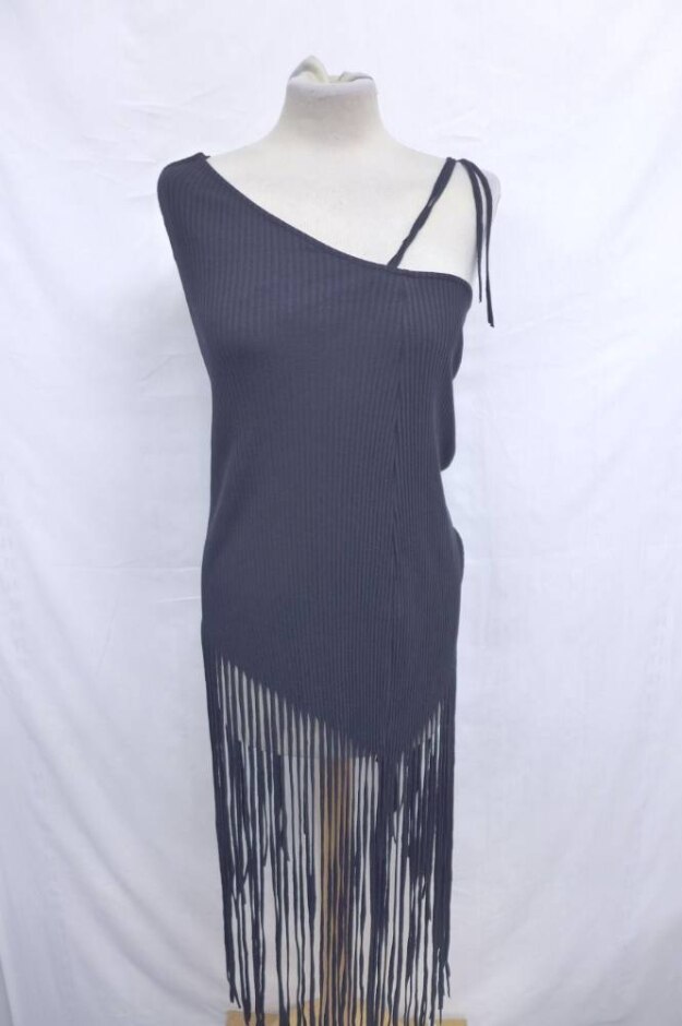 Zara Trailing Strand Party Dress Jet Black Size: L