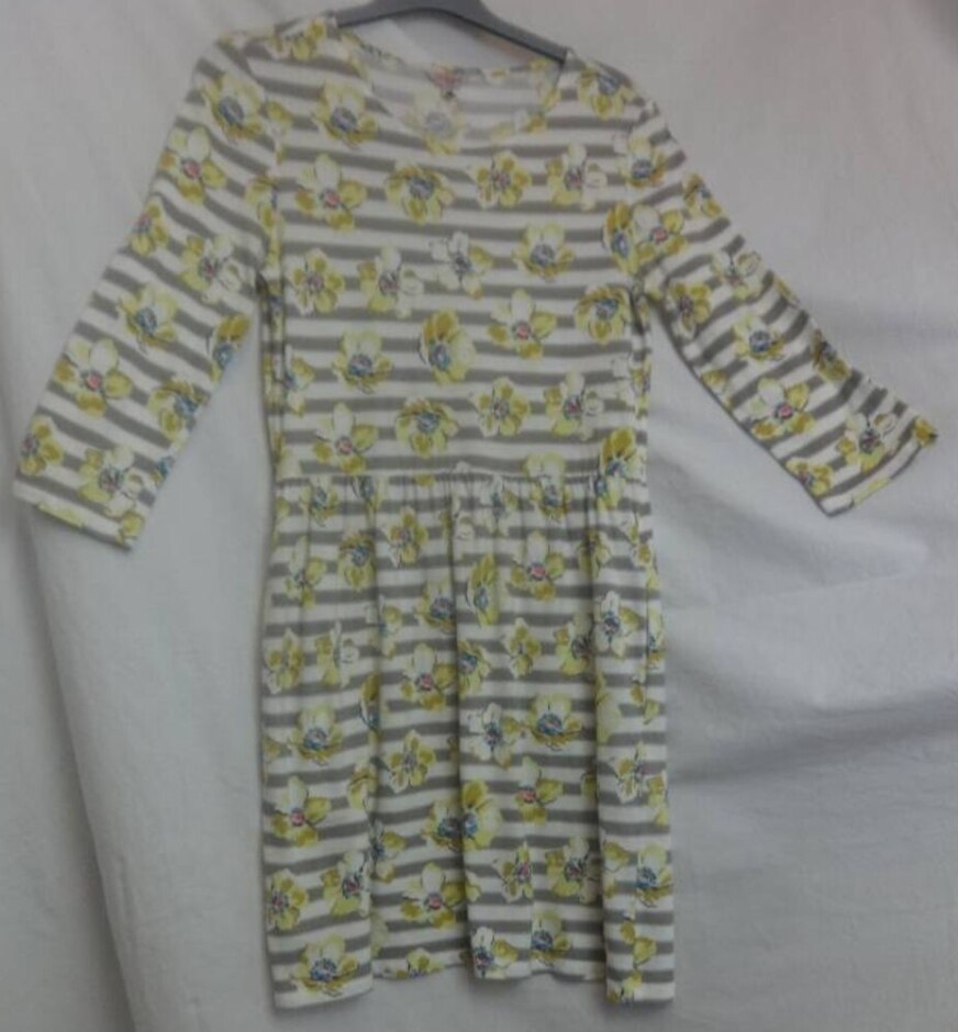 Cath Kidston Midi 100% Cotton Dress Yellow & Grey Size: 8