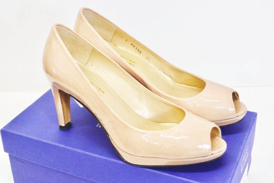 As New Stuart Weitzman Blush Patent Leather Heels Size 7.5 In Original Box