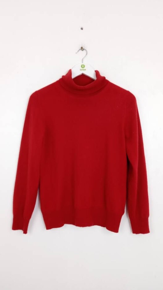 M&s Autograph Pure Cashmere Rollneck Jumper Red Size: 12