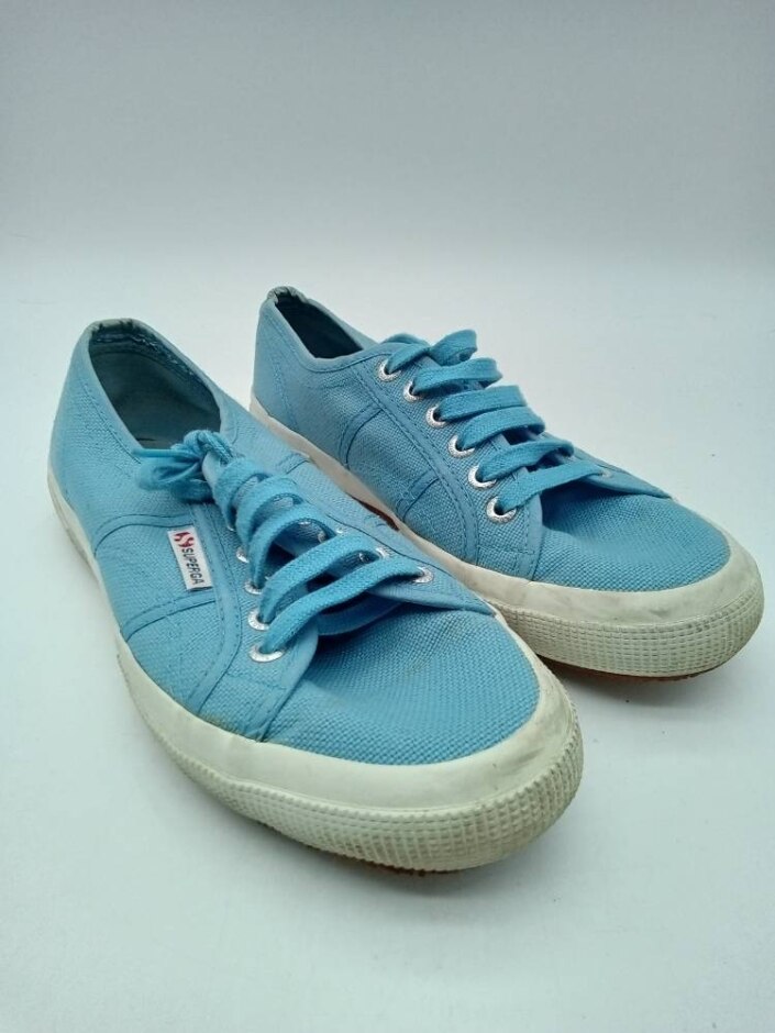 Superga Classic Blue Pumps Size 6.5uk 39.5eu Lace Up Rubber Sole Used