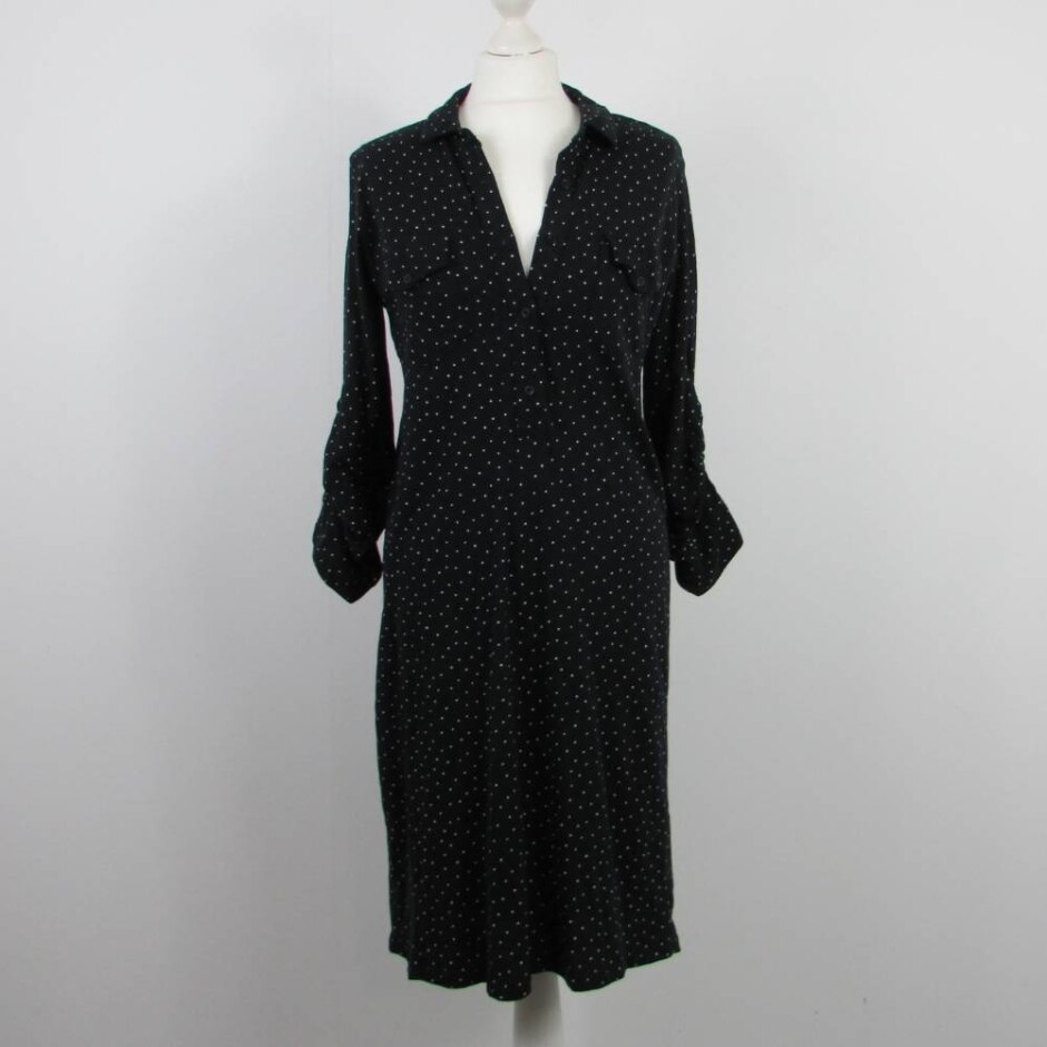 The White Company Jersey Shirt Dress Black Polka Dot Size: 12