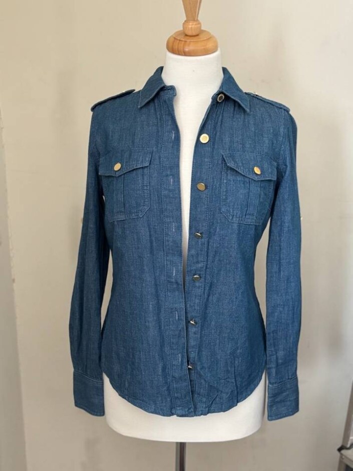 Tory Burch Women Jeans Shirt 100%cotton Blue Size: Xs