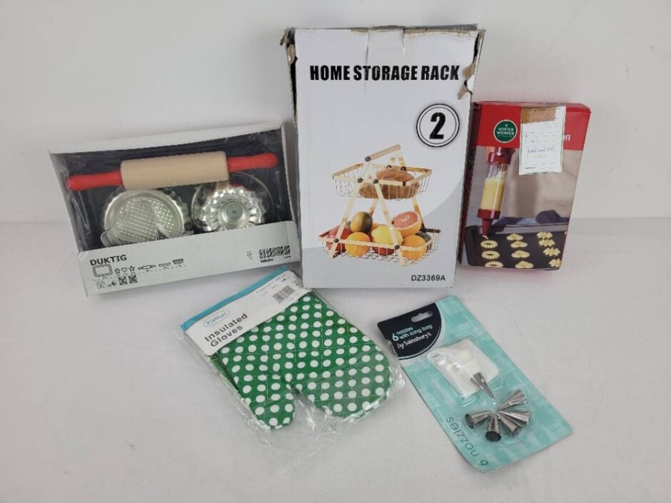 Ikea Sainsburys 5pcs Kitchen Bundle Kids Baking Kit Icing Bag With Nozzles Storage Rack Cookie Gun