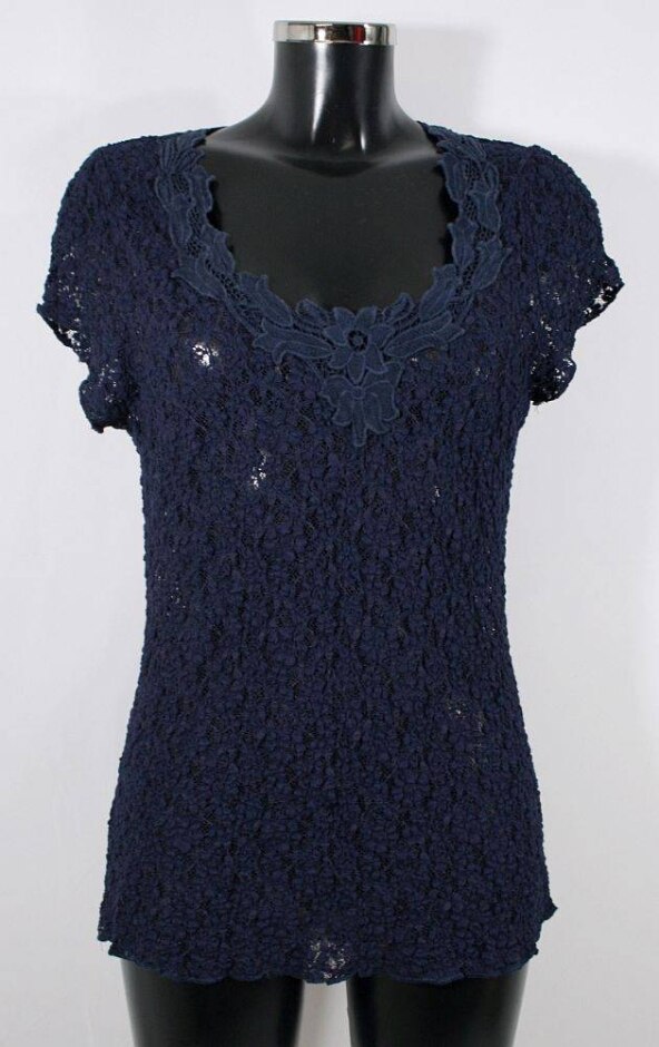 Per Una Stretch Lace Top Navy Size: 18