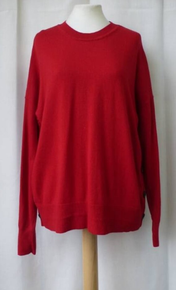 Hobbs Button Detail Fine Knit Jumper Cherry Size: M