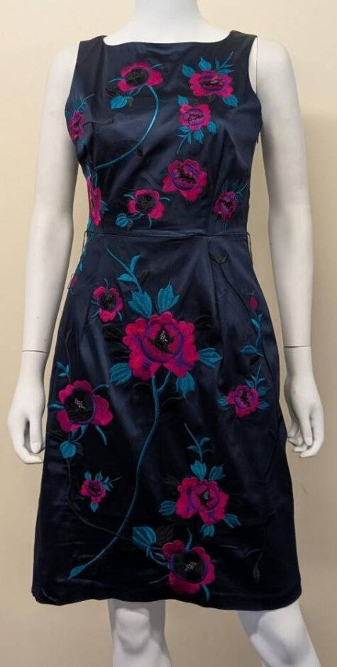 Coast Embroidered Floral Dress Navy Blue Size: 12