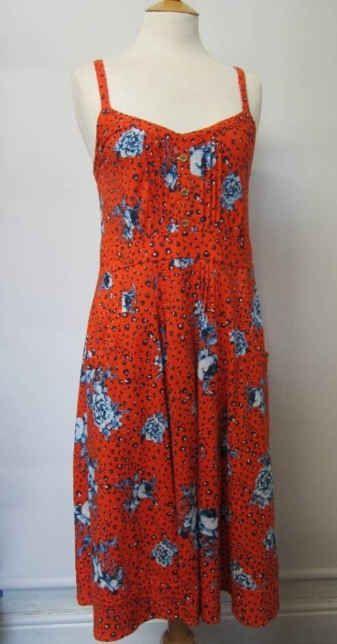 Joe Browns Patterned Dress With Pockets Red Size: 10