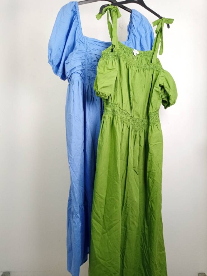 M&s  2pcs Cotton Dress Bundle Blue/green Size: 20