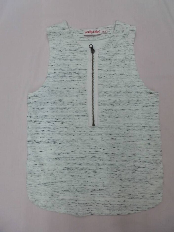 See by Chloe zipped vest top white Size: 8 Oxfam Shop