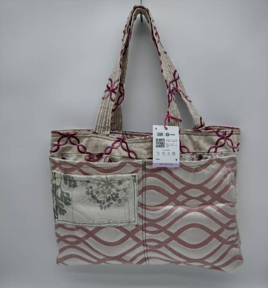 Oxfam X Loom Reversible Tote Bag Exclusive Upcycled Collection Pink-blue Purple Geometric Floral