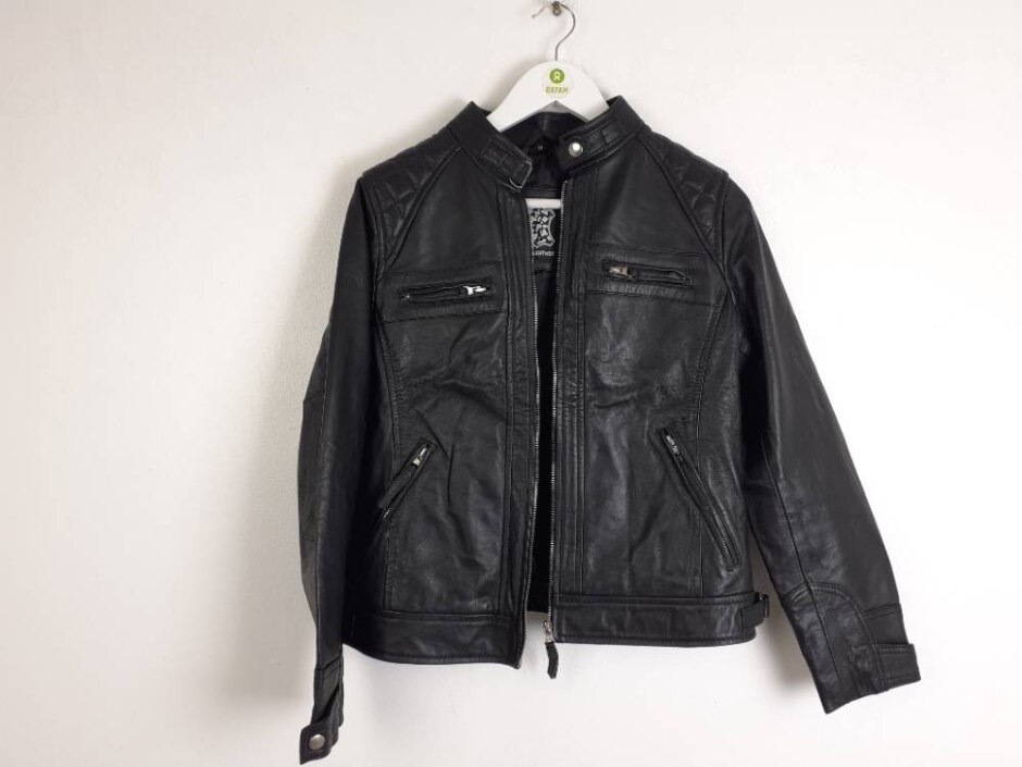 Real Leather Women's Leather Jacket Petite Black Size: M
