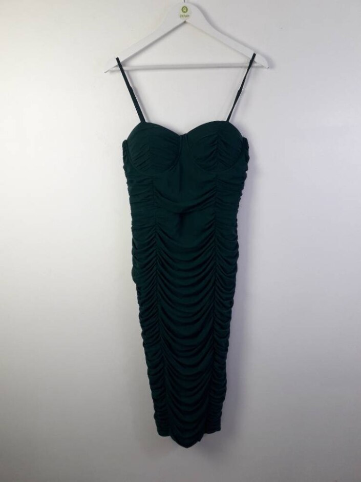 Club L London Ruched Bodycon Dress Green Size: 14
