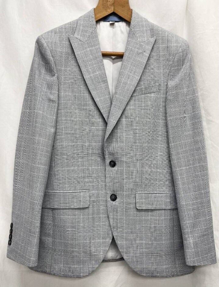 M&s Marks & Spencer Grey Check Jacket Short Length Grey Size: 36