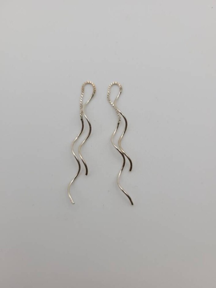 925 Sterling Silver Threaders Earrings 8.7cm