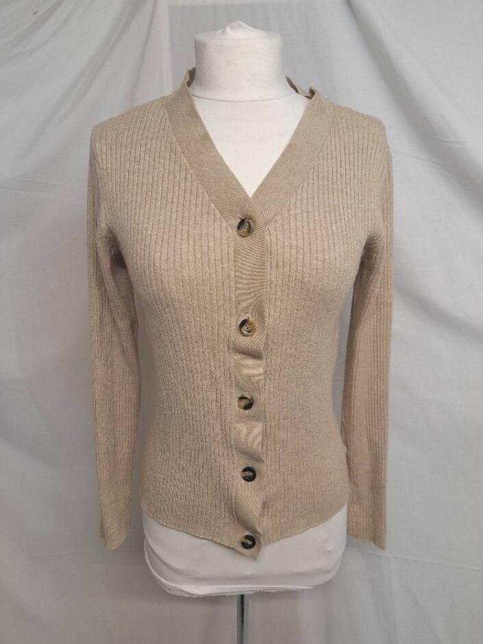 Norr V-neck Rib Cardigan Oatmeal Size: M