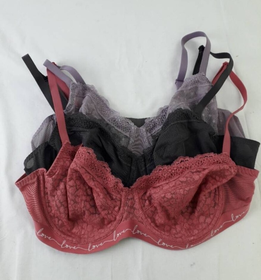 M&s Marks & Spencer Wired Unpadded Lace Bras X 3 Pink Purple Size: 34a