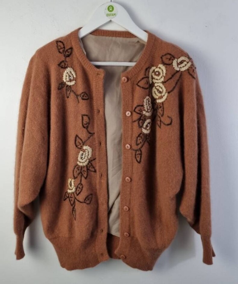 Unbranded Vintage Cosy Beaded Cardigan Brown Size: M