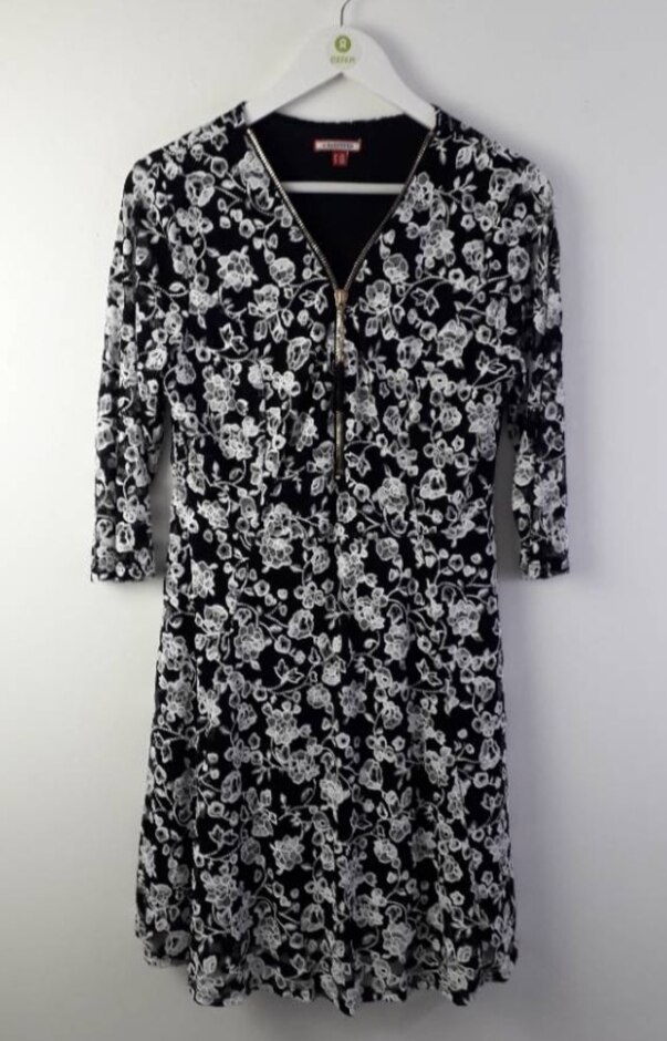 Joe Browns Floral Lace Zip Skater Dress Black Size: 14