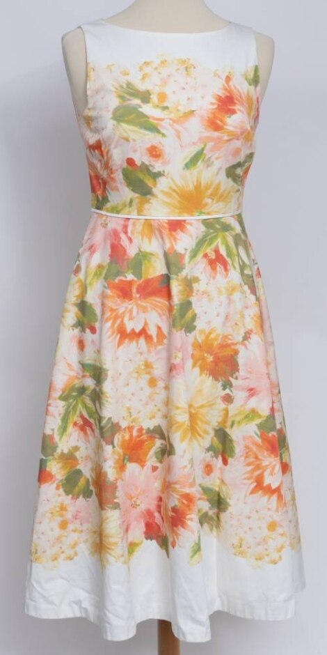 Hobbs Fit & Flare Sleeveless Dress White/pastels Size: 10