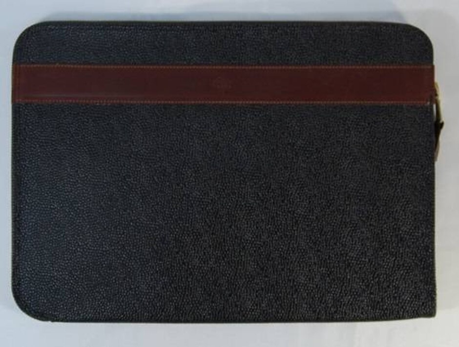 Vintage Mulberry Black Scotchgrain Leather Folio Briefcase