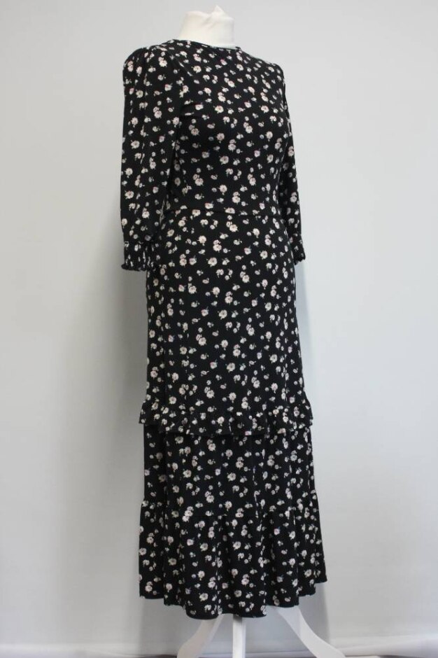 Oasis Floral Maxi Dress Black Size: Xs