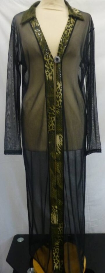 Lissa- Paris Maxi Mesh Tunic Top Black/gold Size: 18