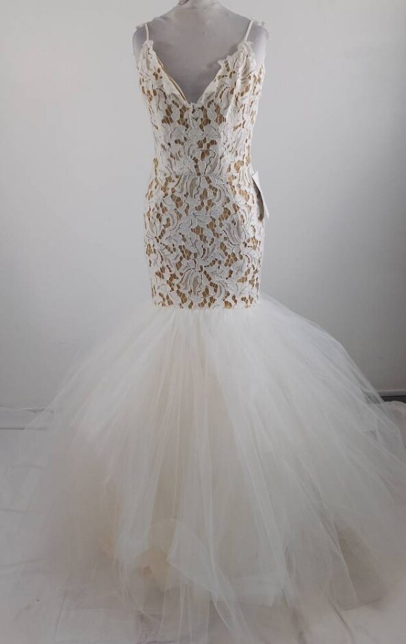 Blush By Hayley Paige Ivory Kalea Ivory Oyster Lace Bodice Net Skirt Dress Size 6 New With Tags
