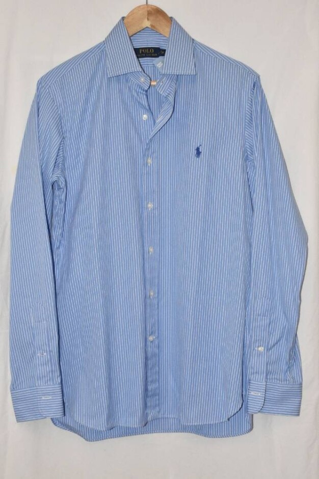 Polo Ralph Lauren Long Sleeve Shirt Blue Pinstripe Size: 15" Collar