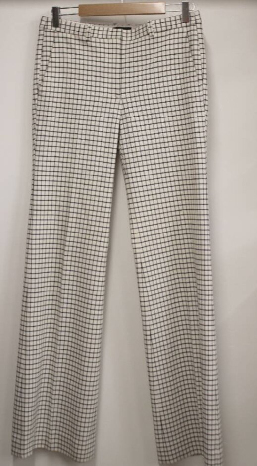 Theory Stright Leg Chequered Trousers Black & White Size: 10
