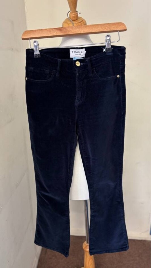 Frame Women 98% Cotton Trousers Dark Blue Size: S