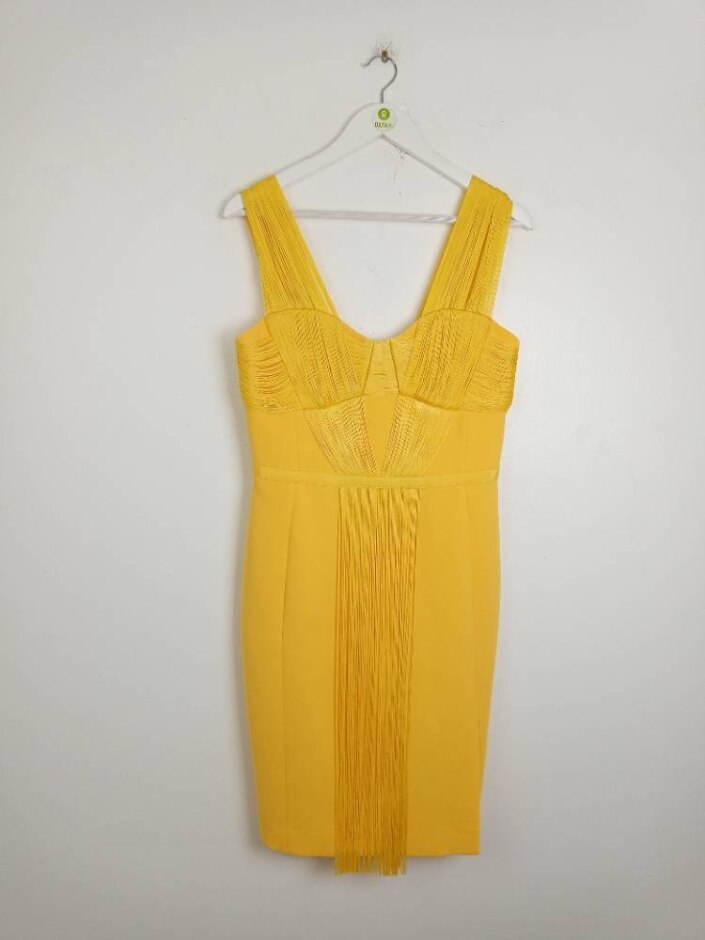 Reiss Tassel Strap Dress Yellow Size: 12